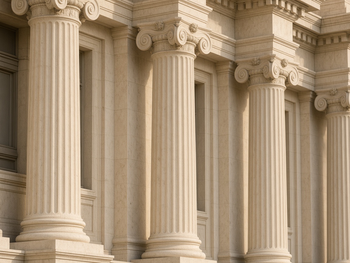 Pale stone columns in warm daylight