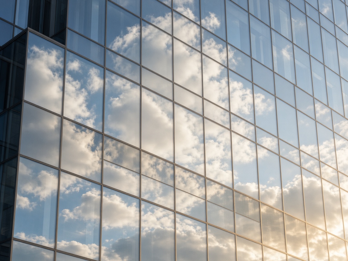 Glass facade in warm daylight